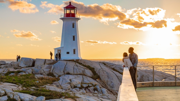 Lighthouse at Peggys Cove at sunset