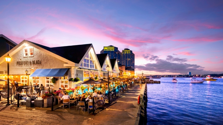 People dining on Halifax waterfront