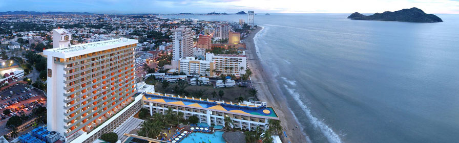 Ariel view of El Cid Castilla Beach Hotel and the beach