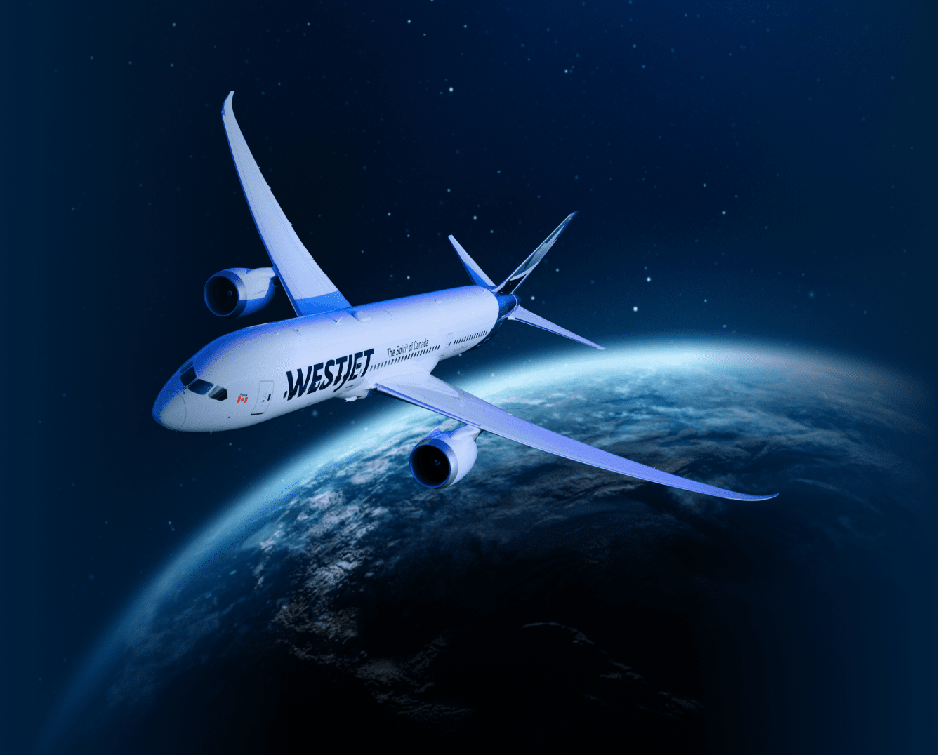 WestJet-x aircraft flying over planet earth