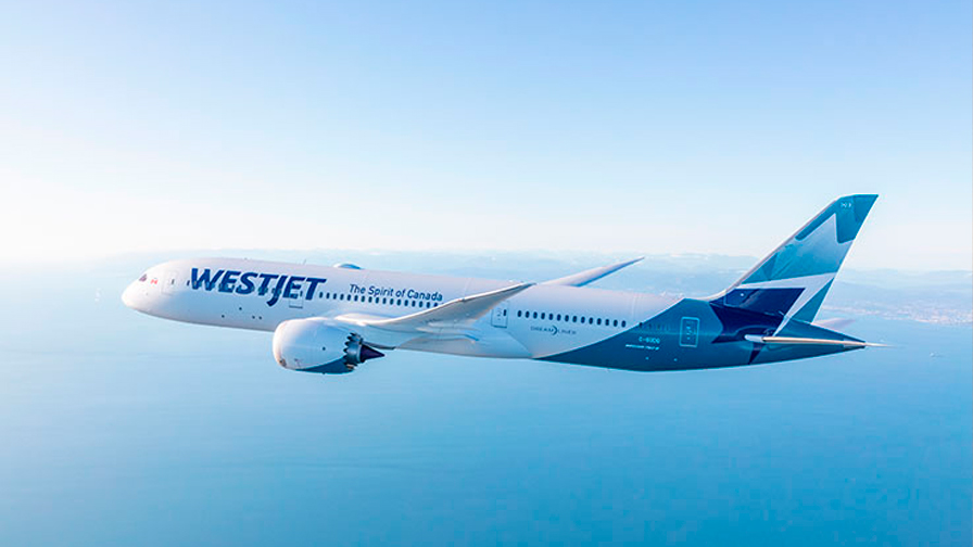 WestJet Boeing 787-9 in the air