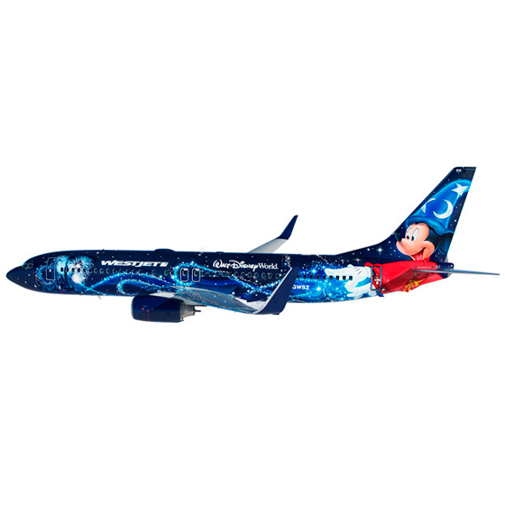 WestJet Walt Disney World plane with Mickey Mouse on the tail