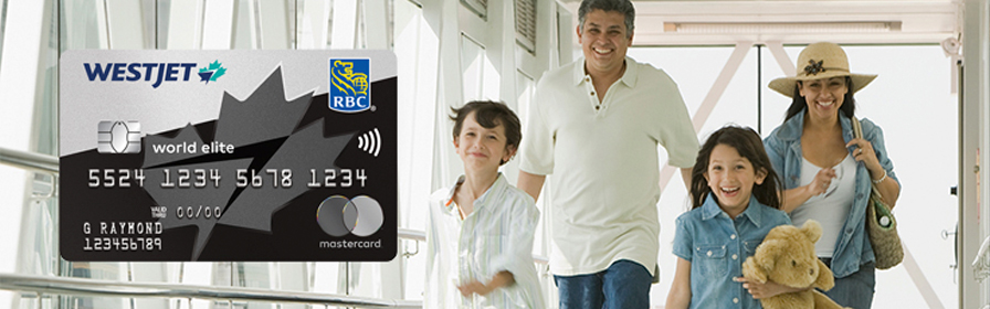 Happy family with RBC World Elite Credit Card in the foreground