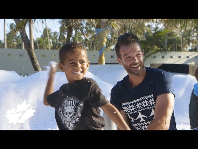 People throwing snowballs