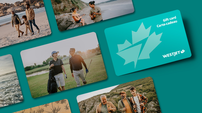 Dad's with their families on WestJet gift card