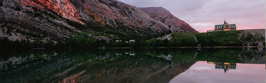 Vue du lac Waterton en Alberta