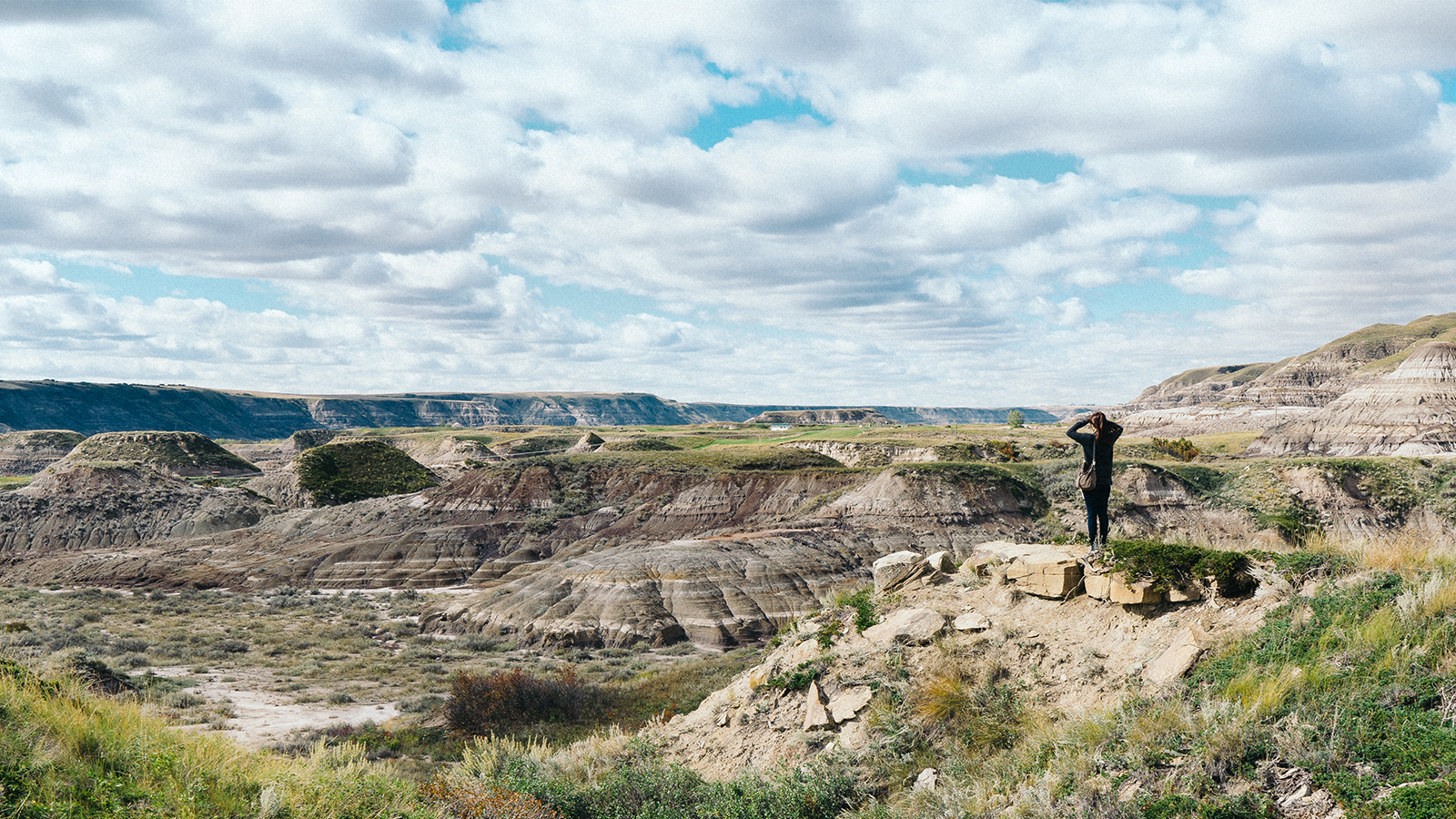 Person hiking in Drumheller