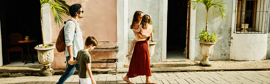 Family exploring on Mexico vacation