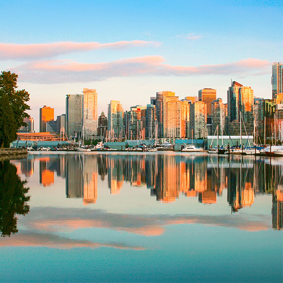 Skyline view of Vancouver from water