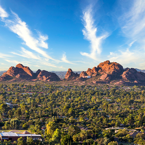 Landscape view of Papago park in Phoenix