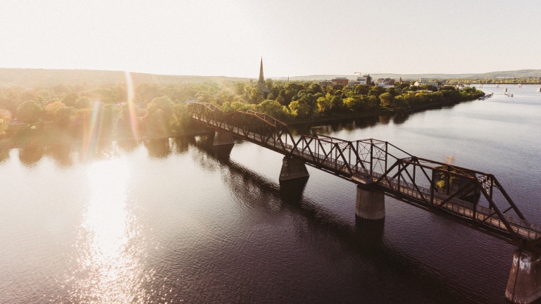 Bridge over river city of Fredericton