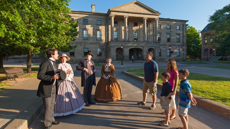 Historical actors in front of Prince Edward Island Province House