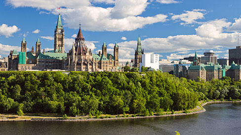 View of Parliament Hill from across the Ottawa River