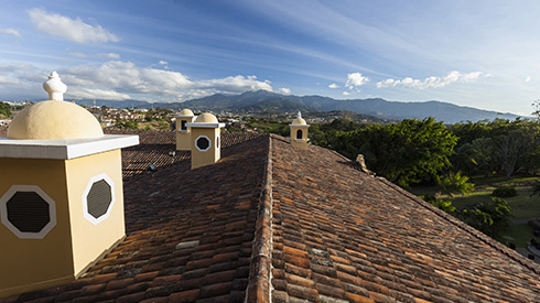 View of the city of San Jose from a rooftop perspective