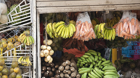 Fruit and vegetable stand in Costa Rica