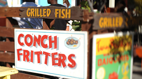 Outdoors restaurant featuring grilled fish in Nassau