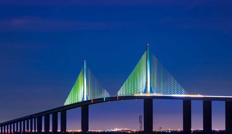 Tampa bridge at night