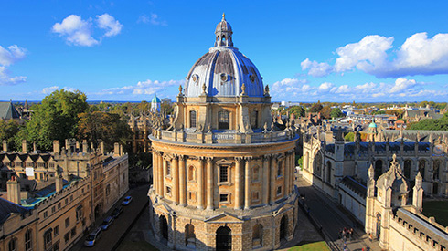 Aerial view of Oxford University in England