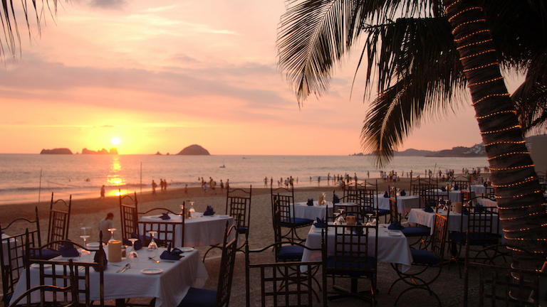 Sunset dinner on the beach in Ixtapa