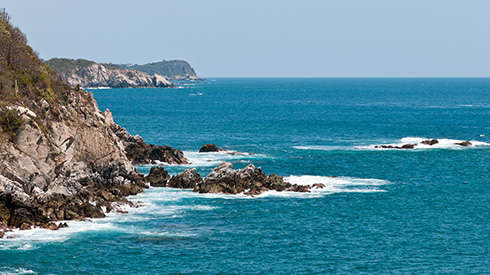 View of the Pacific Coast of Mexico near Huatulco