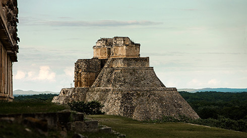 View of old ruins in Uxmal, Yucatán