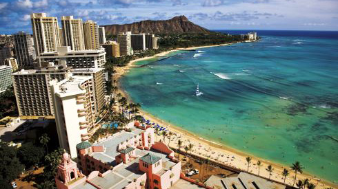 Waikiki hotels towards Diamond Head, Honolulu, Oahu
