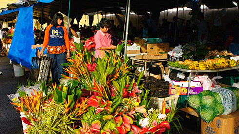 Market with flowers, Kona, Hawaii