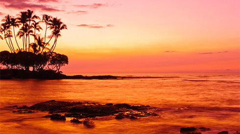 Orange-hued coast, Kona, Hawaii