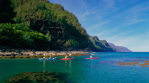 Kayakers near Kee Beach, Kauai