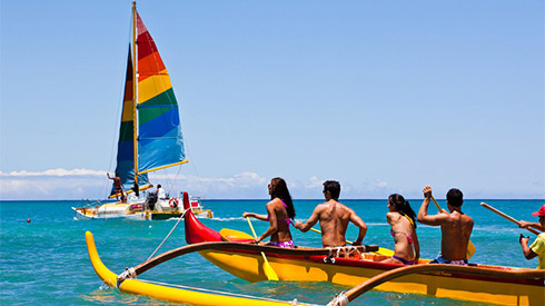 Outrigger canoe and catamaran, Kahului, Maui