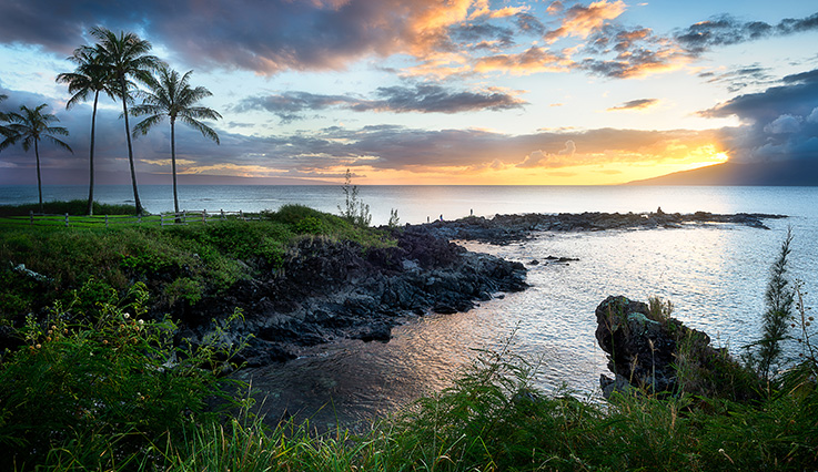 Beach cove at sunset, Kahului, Maui