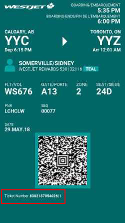 westjet travel ticket