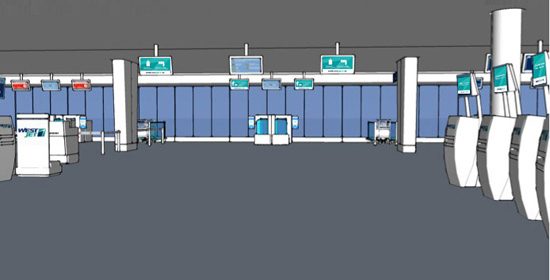 WestJet self-serve check in area at Halifax Stanfield International Airport