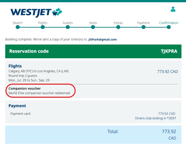 westjet travel bank credit extension fee