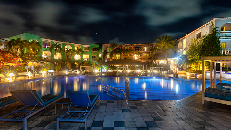 Poolside at night