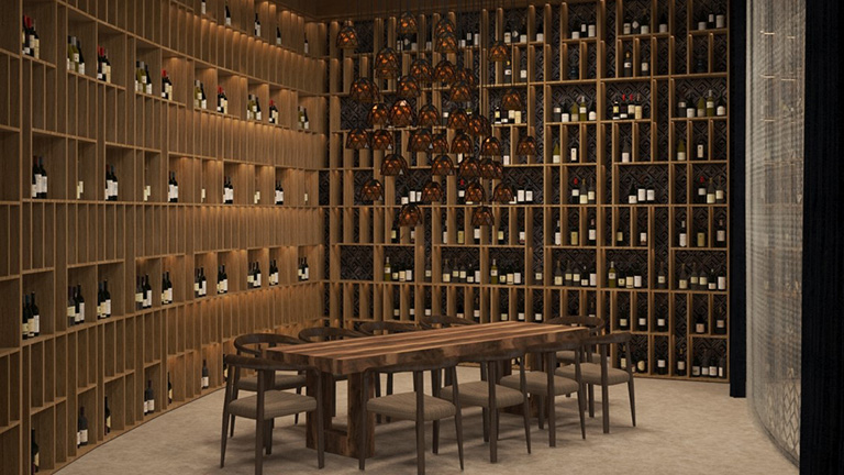 Patio restaurant wine cellar - artist rendering