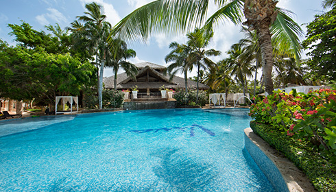 Pool with cabanas