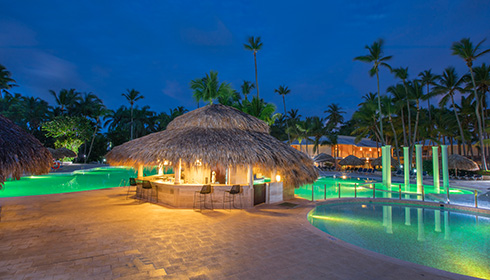 Pool bar at night