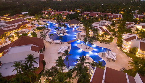 Pool aerial view at night
