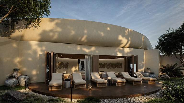 Chaises longues au spa 