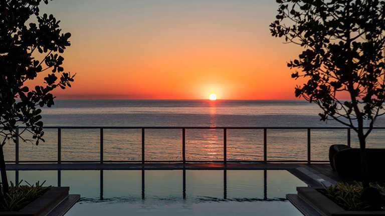 Spectacular Sunset Vistas at the Private Rooftop Infinity Pool