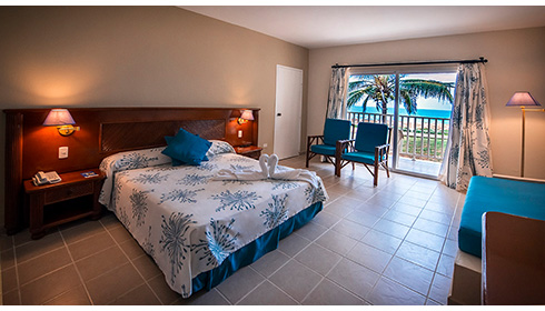 Chambre Cayo avec lit double avec vue sur l'ocean