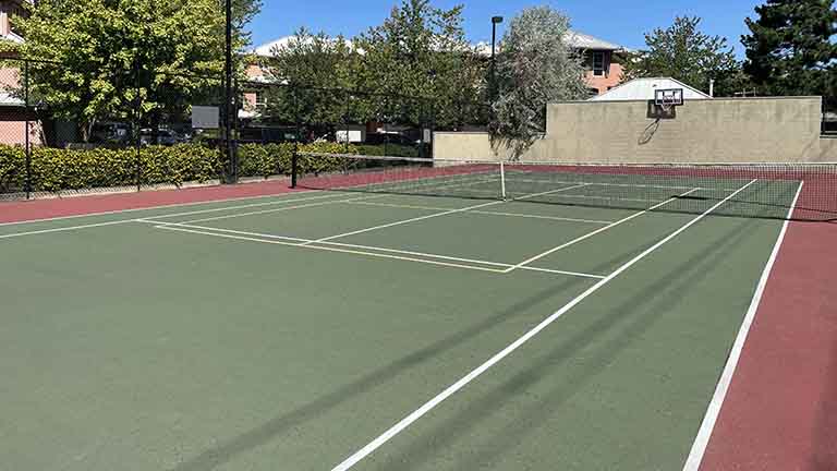 Tennis and basketball courts