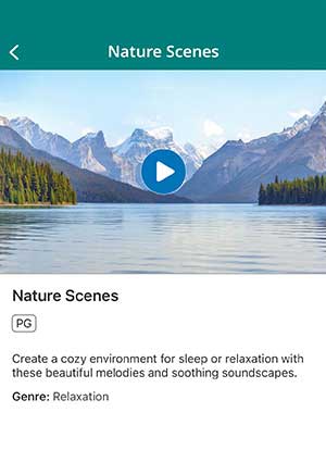 Screenshot of Calm content on the WestJet in-flight platform