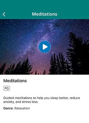 Screenshot of Calm content on the WestJet in-flight platform