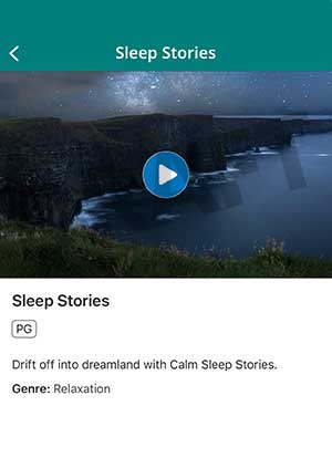 Screenshot of Calm content on the WestJet in-flight platform