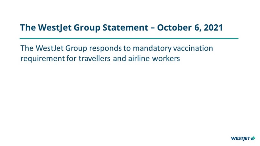 WestJet group responds to mandatory vaccination requirement