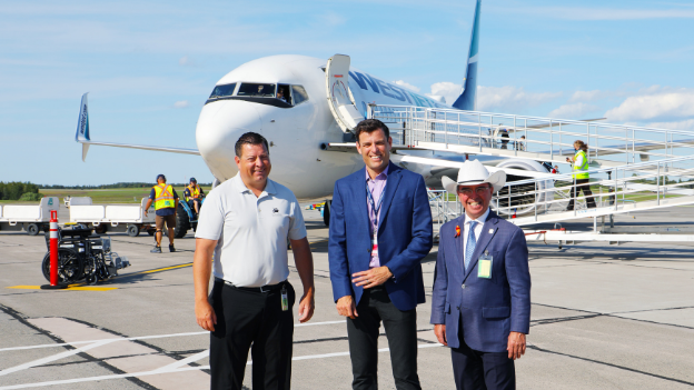 From left: Minister of Economic Growth, Tourism and Culture, Hon. Matthew MacKay, CEO Charlottetown Airport Authority, Doug Newson and Charlottetown Mayor Phillip Brown
