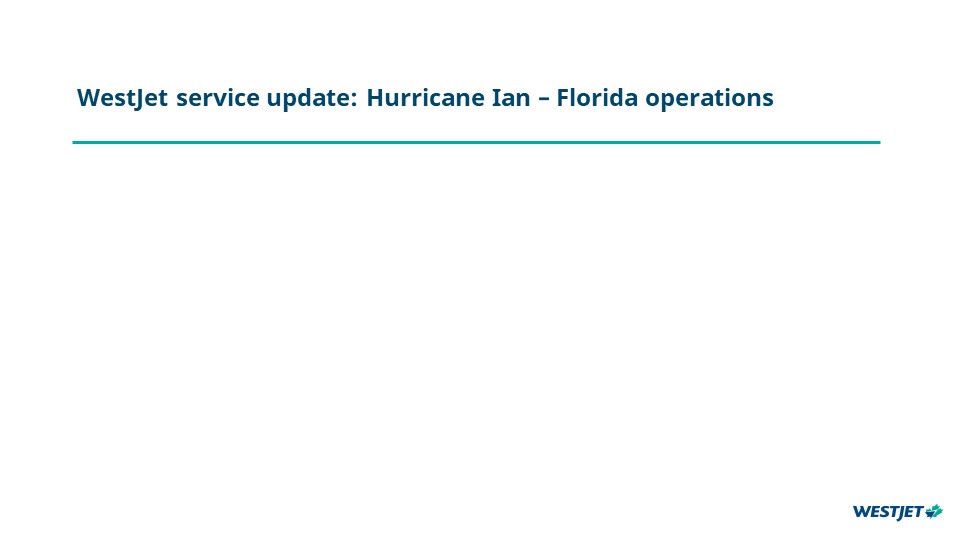 WestJet service update: Hurricane Ian – Florida operations 