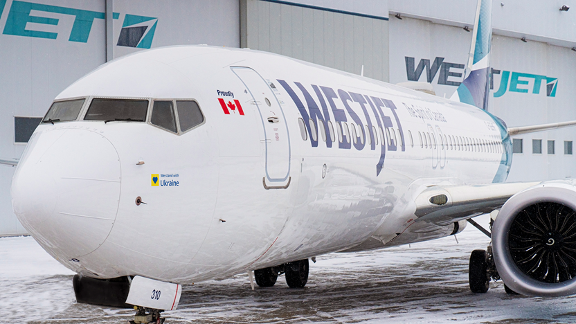 WestJet, Boeing 737 MAX, "Stand with Ukraine" decal